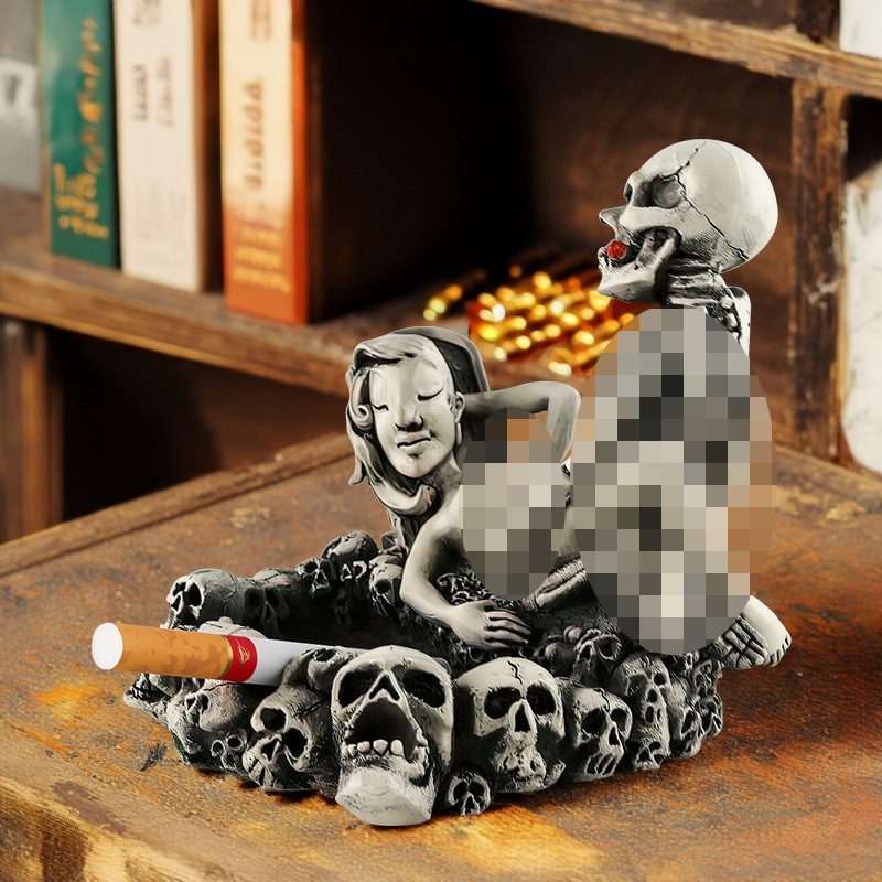  New Personality Skull Sex Ashtray Home Desktop Halloween Decoration Funny Resin Decoration