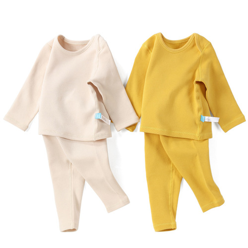 Baby thermal underwear set baby thermal clothing pure cotton autumn clothing autumn trousers winter clothing autumn and winter split plus velvet base layer