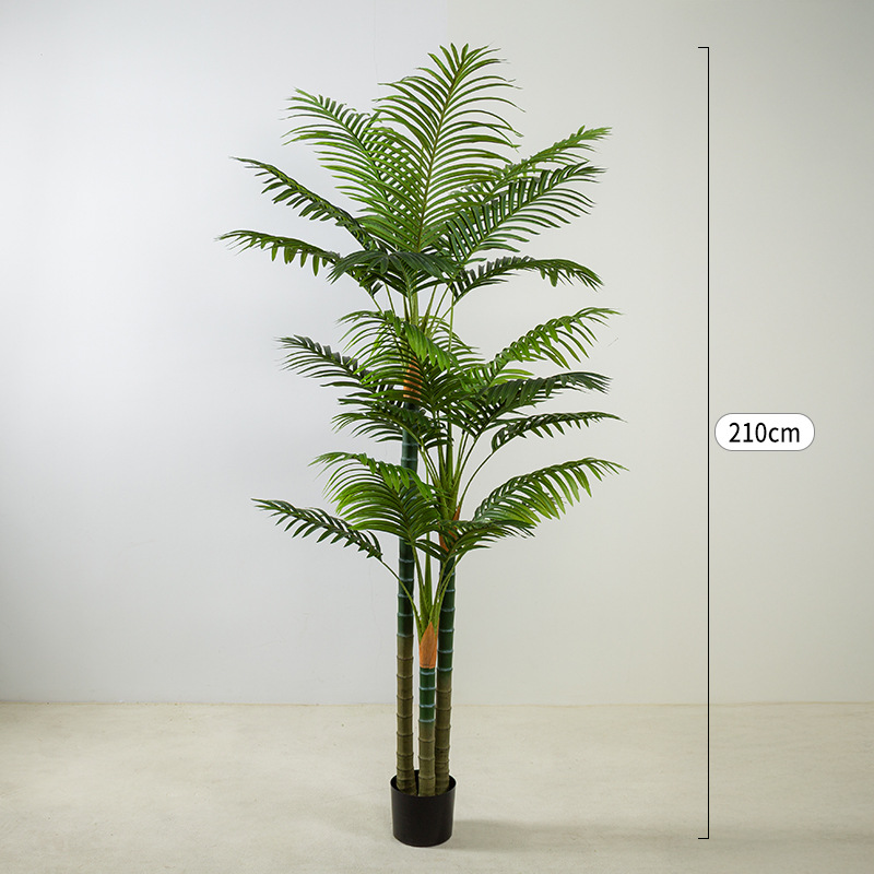 Simulación de girasol de cola suelta, planta verde de girasol de cola de fénix, planta en maceta de piso, decoración de sala de estar grande, árbol falso, planta de palmera