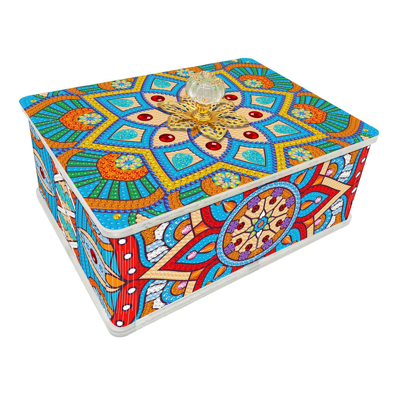 Pintura de diamantes alrededor de la caja de almacenamiento Mandala polvo con cubierta caja de almacenamiento pegada pintura de diamantes puede ser distribuida al por mayor