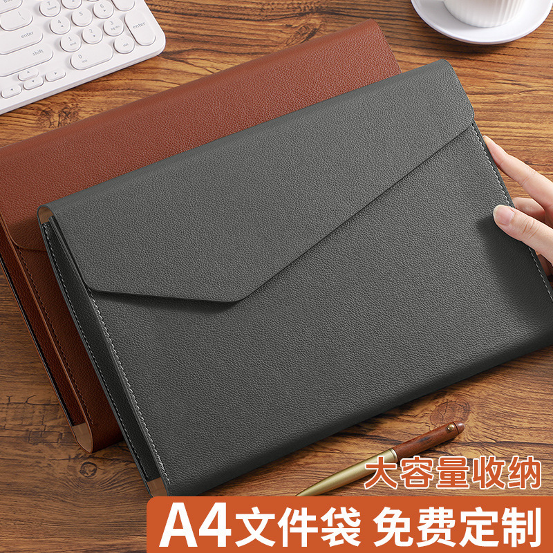 a4 クリエイティブハンドヘルドストレージバッグレザーファイルバッグ大容量オフィスファイルバッグ情報バッグ旅行|undefined