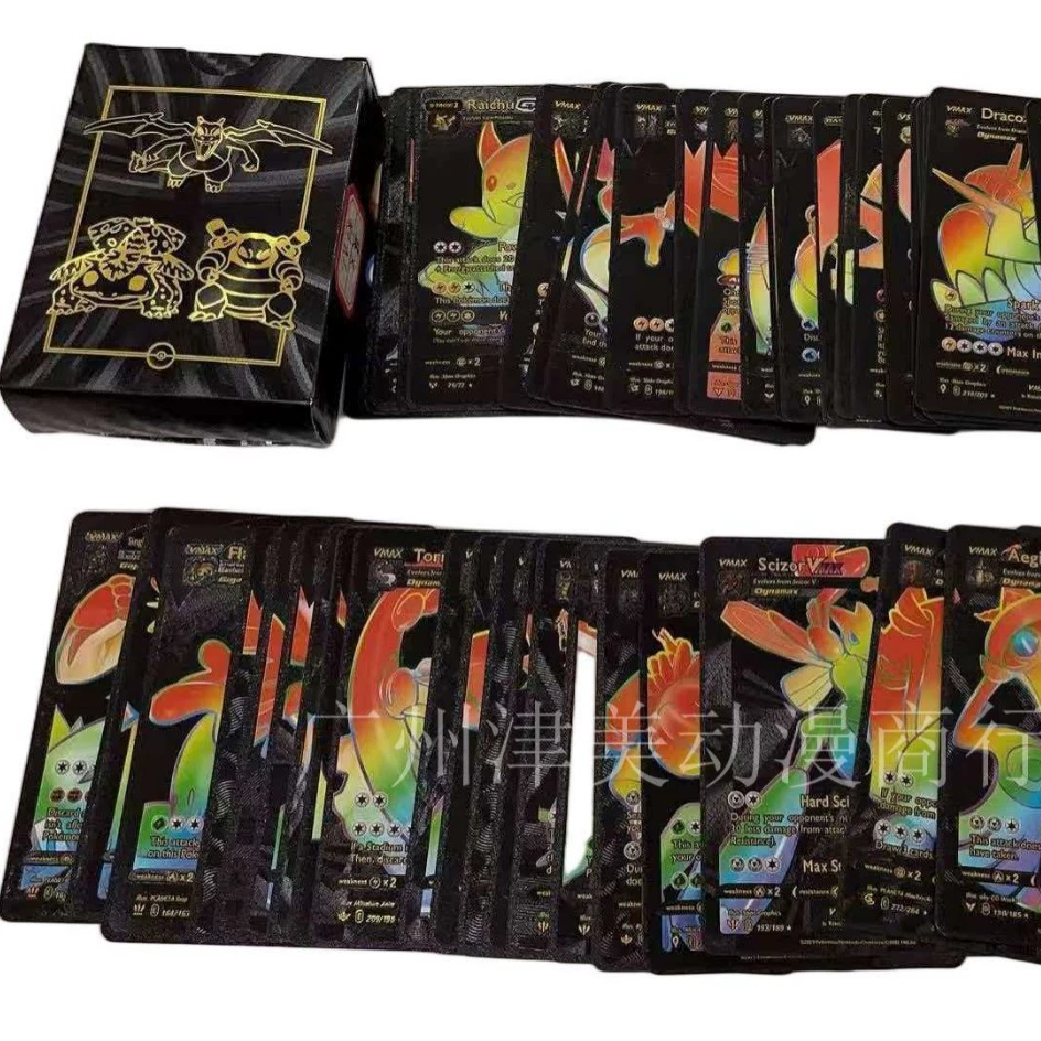 Радужная карта Pokémon Gold Card PTCG английские Pokémon Gold Foil Card Charizard Black Card Silver Card Spot