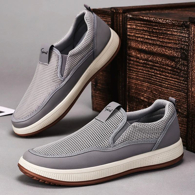 Мужская прогулочная обувь Old Beijing, повседневная мужская обувь с дышащей сеткой, мужские слипоны, удобная легкая обувь для папы на мягкой подошве