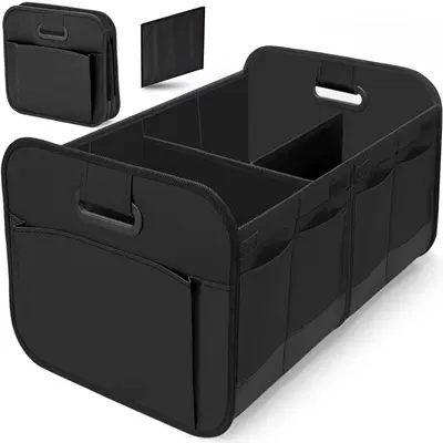 Cross-Border Car Trunk Storage Box, Large Capacity, Foldable Oxford Cloth Car Storage Organizer, Multifunctional and Practical (Car storage bag/box) - black-car-storage-box