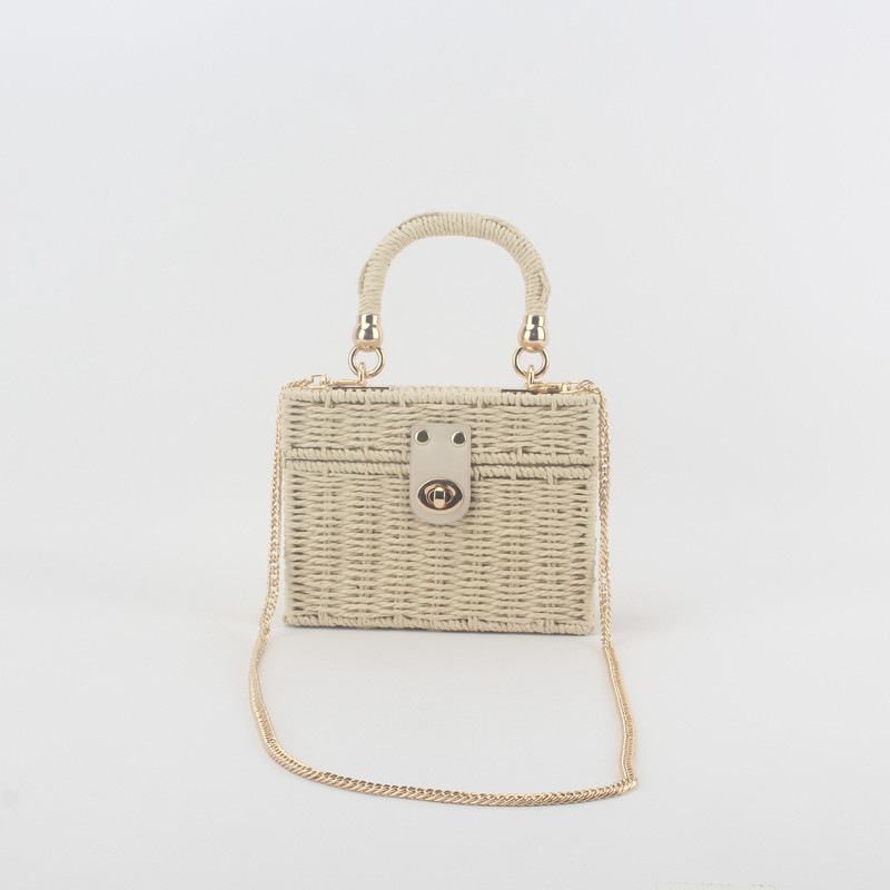 A generation of fashion square box bag retro small square bag New straw bag shoulder slung hand bag women's bag