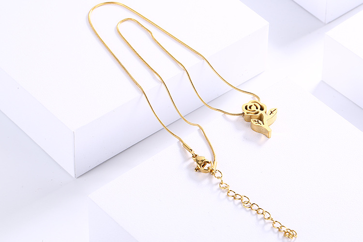 Wholesale Fashion Creative Rose Flower Snake Chain Stainless Steel Women Earrings Necklace Set