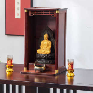 Desktop Altar for Offering Incense, Wall-Mounted Guanyin Buddha Statue Cabinet, Home Shrine for Worship