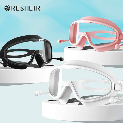 Source manufacturer Ruixier swimming goggles for men and women large-frame myopia swimming goggles waterproof and anti-fog high-definition transparent one-piece earplugs