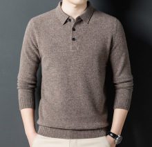 鄂尔多斯市产纯羊绒衫男2025秋冬厚款翻领中年爸爸打底衫套头毛衣