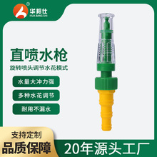 塑料直喷水枪多功能家用浇花园林透明直喷花洒洗车可调节水管喷头
