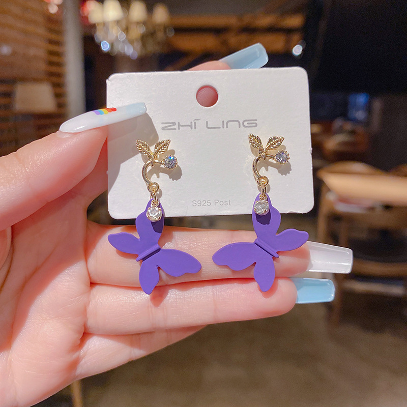 Purple brand elegant long earrings