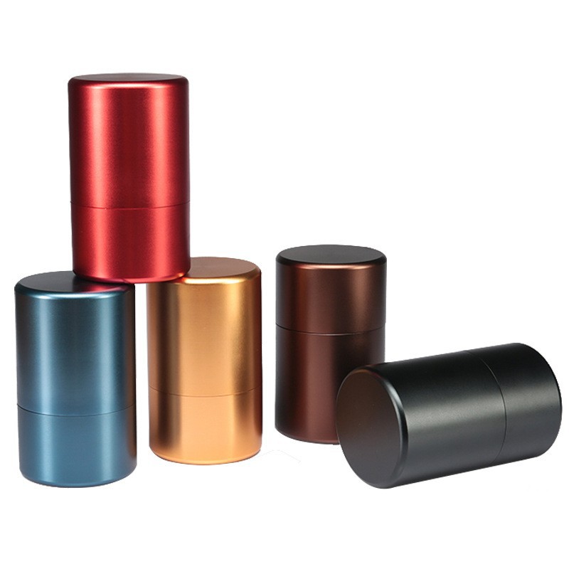 Gran frasco de metal sellado de aleación de aluminio de titanio tarro de té de acero inoxidable Cubo de té de estilo japonés almacén de té de amortiguación