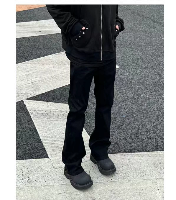 Sss-Carry spring and autumn cleanfit American high street simple and versatile casual straight-leg bootcut jeans black