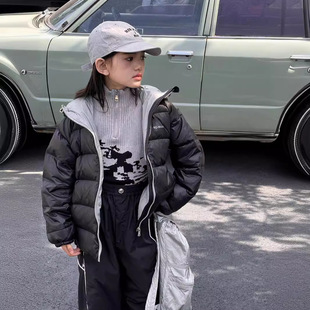 Winter Kidsren's Clothing, Girls' down Jackets, Baby Boys' Contrasting Hooded Tops, Korean Style Kidsren's Short Windproof and Velvet-Filled Tops