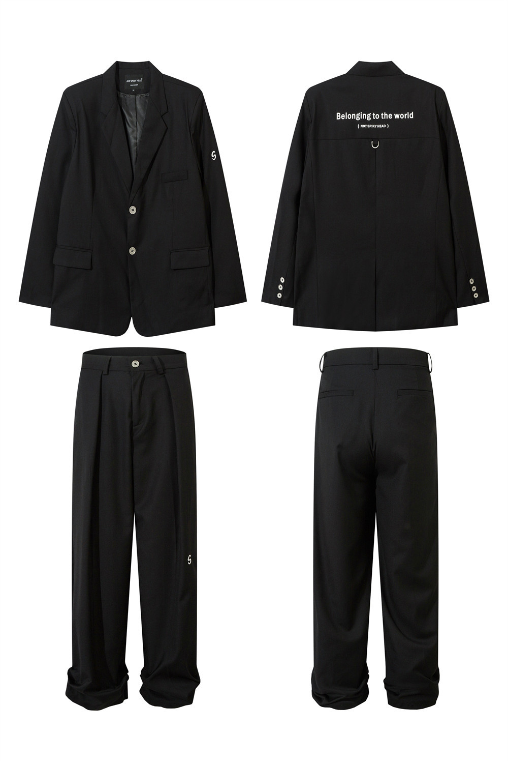Men's Clothing Casual Suit Set Trendy High Street Single Breasted Two Button Suit Jacket Loose Pleated Wide Leg Suit Pants_voghion.com