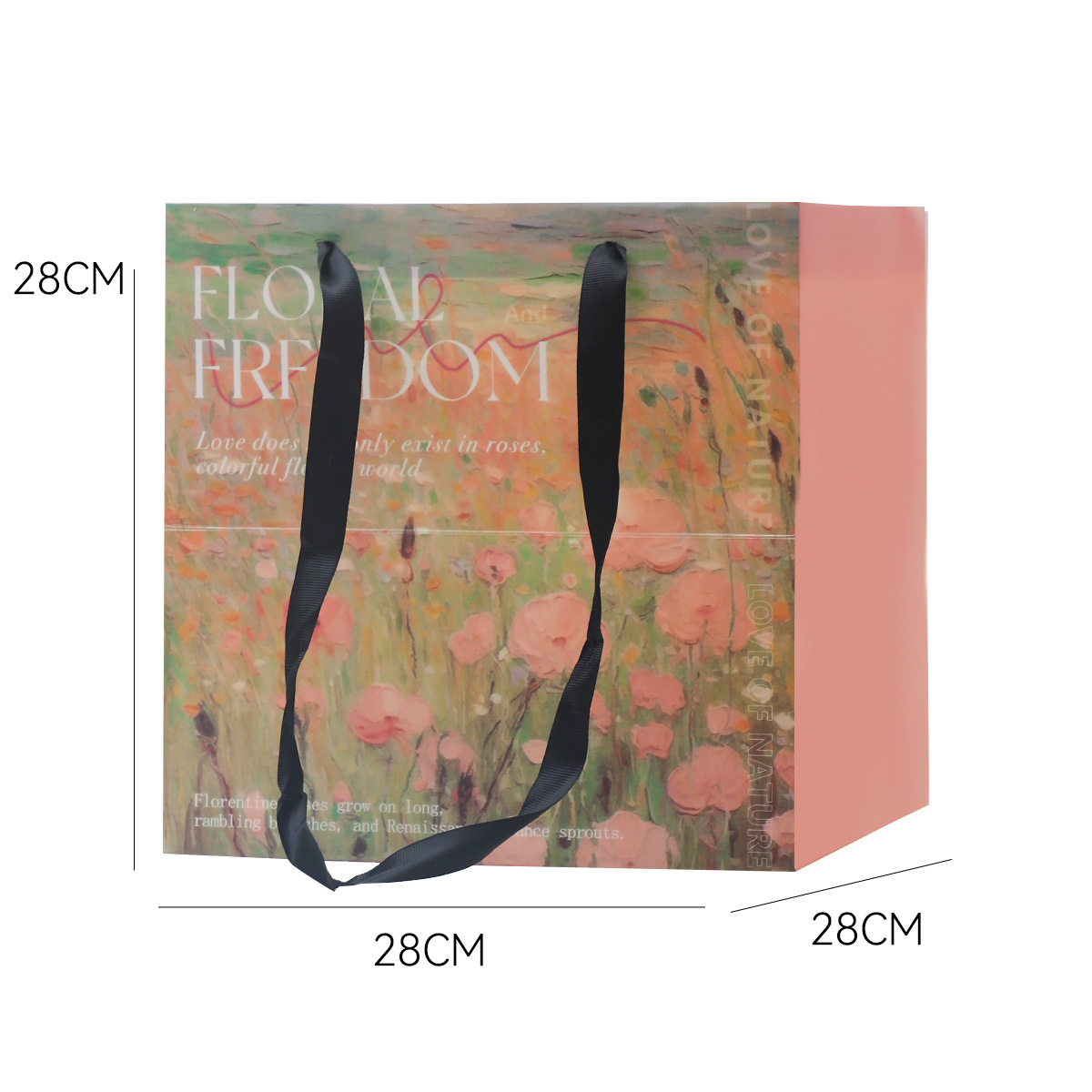 Nuevo estilo de pintura al óleo de siete colores cordier inglés bolsas de mano de flores rojas flores materiales de embalaje de flores portátiles