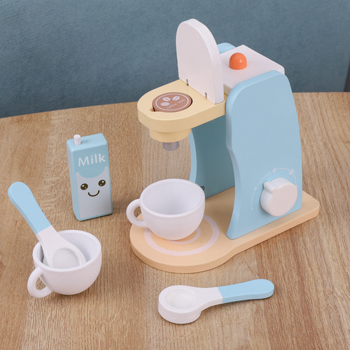Children's wooden simulation microwave coffee machine bread machine blender juicer play house kitchen set toys