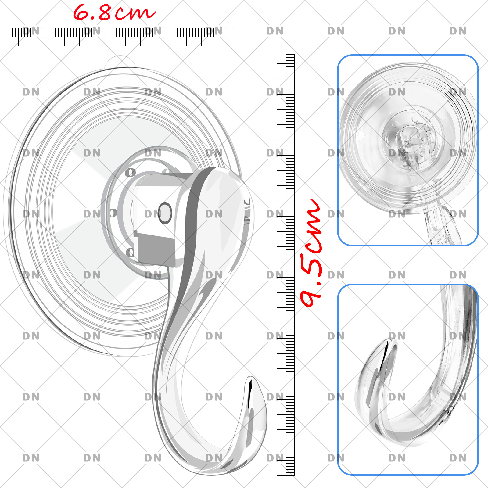 Ventosa gancho creativo gancho de baño sin costuras gancho transparente sin perforar gancho pegajoso Puerta de succión al vacío Garland gancho