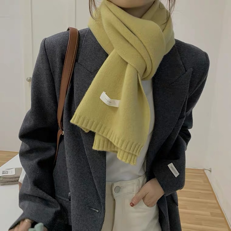 Feiding no mirando Corea del Sur Dongdaemun nuevo color puro de punto cálido cuello engrosado bufanda estudiante pequeña bufanda