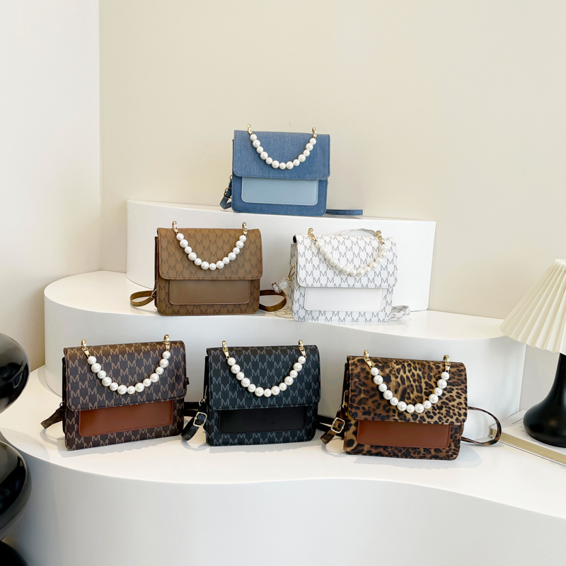 高级感小包包女2024新款潮时尚珍珠链条单肩包百搭洋气斜挎小方包