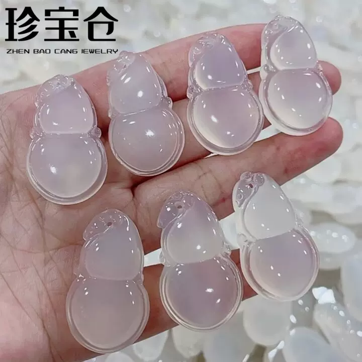 直播货源天然玛瑙白冰玉髓葫芦吊坠福禄项链吊坠男女时尚配饰批发
