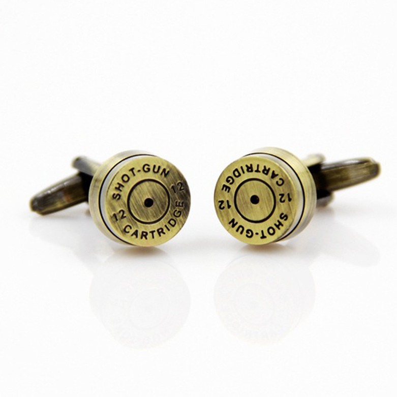 European and American Popular Retro Cufflinks Pure Copper Brushed Bronze Bullet French Shirt Buckle Men's Gift