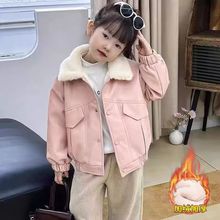 女童皮衣2025新款冬装中小童女宝宝加绒加厚儿童冬款夹克保暖外套