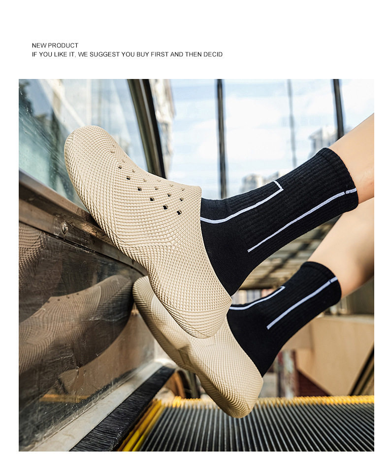Dép bít mũi đế dày in 3D thoáng khí chống trượt đi ngoài trời — Màu kaki, màu đen chi tiết 12