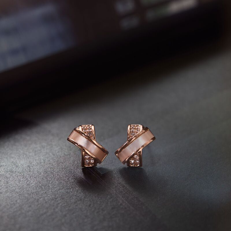 【Pearl Shadow Glimmer】Pink Mother-of-Pearl Cross-Shaped Diamond Rose Gold Earrings for Women, Unique Design, Versatile and Gentle Ear Accessories 【Pearl Shadow Glimmer】Pink Mother-of-Pearl Cross-Shaped Diamond Rose Gold Earrings for Women, Unique Design, Versatile and Gentle Ear Accessories