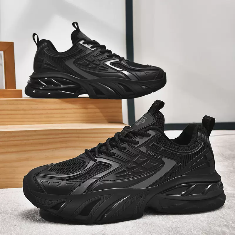严选实体专柜黑武士男鞋秋冬季新款黑色厚底增高老爹鞋跑步运动鞋