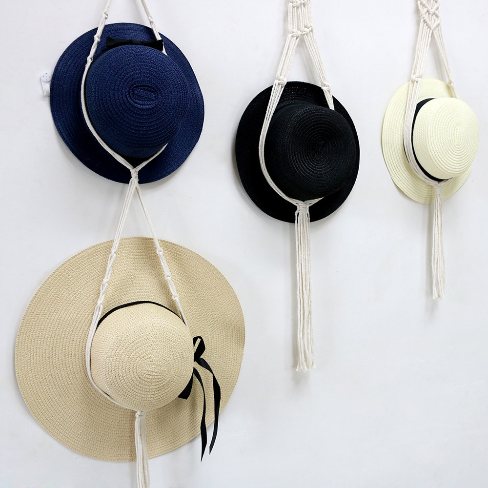 Transfronterizo bohemia sombrero estante de sombrero estante de almacenamiento de sombrero mano tejido multicapa pared colgante sombrero decoración de bordas