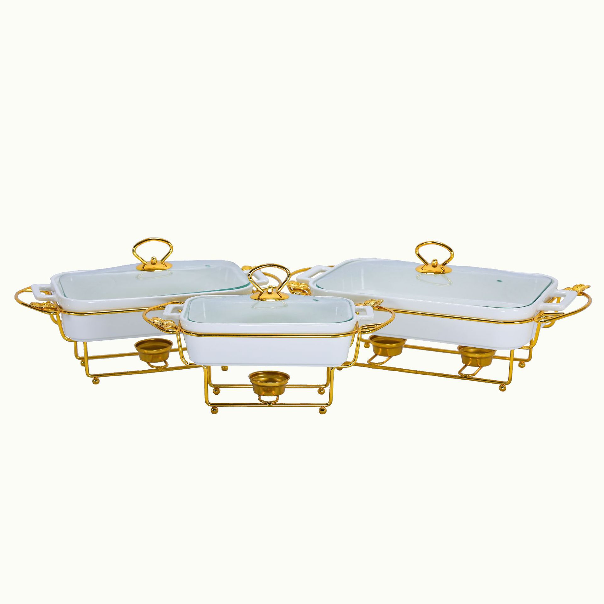 Alcohol Stove with Gilt Style, Alcohol Insulated Soup Pot Stand, Gold-Plated Carved Banquet Ceramic Insulation Utensils