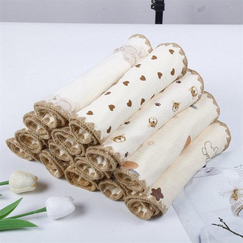 Newborn baby ten-layer cotton gauze flat pillow newborn baby pillow towel baby cloud pillow sweat-absorbent pillow baby gauze flat pillow