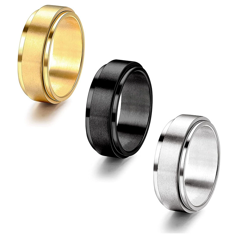Xinghe популярные европейские и американские вращающиеся декомпрессионные матовые матовые парные кольца из титановой стали, прямые продажи с фабрики ювелирных изделий