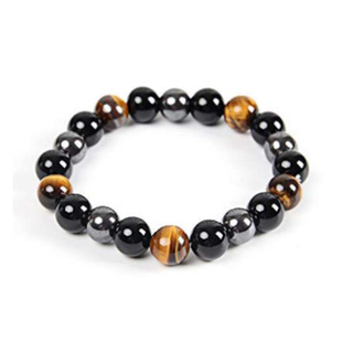 European and American Cross-Border Hot-Selling Black Gallstone Bracelet Men's Fitness Energy Anti-Fatigue Bracelet 6/8/10mm Factory Direct Supply