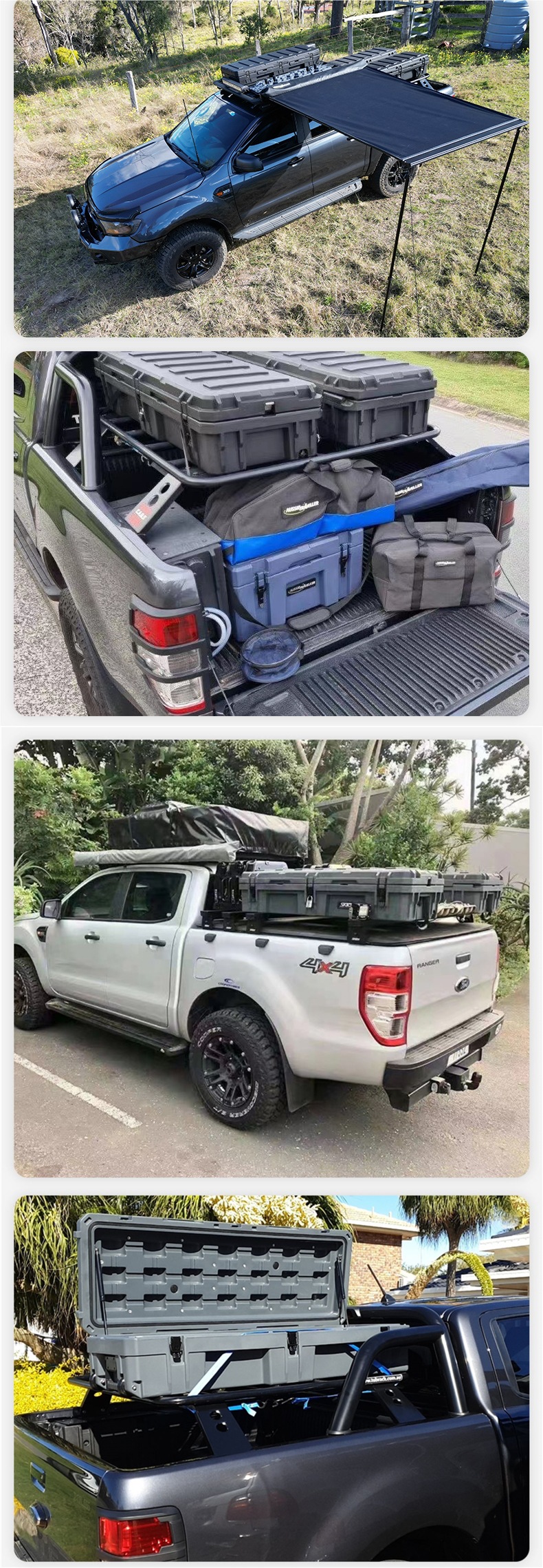 Off-Road Vehicle Roof Storage Box Equipment Box Outdoor Three Waterproof Box Rotational Molding Box Pickup Truck Rear Bucket Tool Storage Box