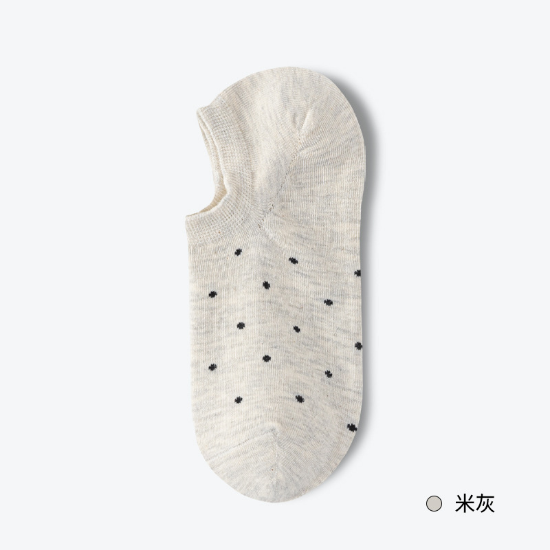 Calcetines Zhuji para mujer, calcetines de barco de lunares, calcetines finos de primavera y verano para mujer, calcetines antibacterianos y desodorantes, calcetines de mujer deshuesados de todo fósforo