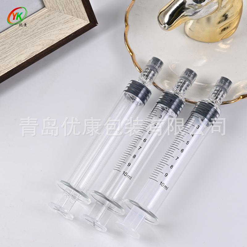 공장 직접 헤어 10ml 유리 주사기 사전 충전 루어 잠금 루어 캡 뷰티 워터 라이트 니들 히알루 론산 CBD