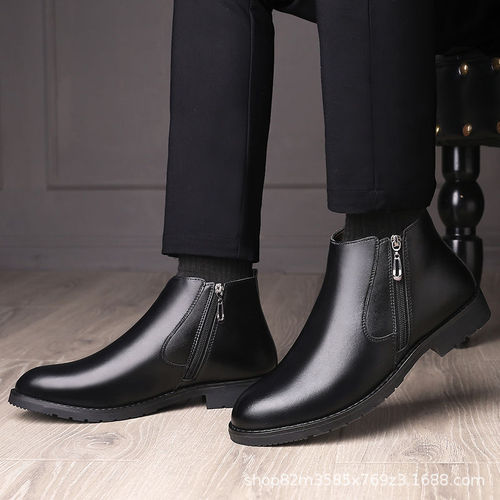 [Genuine Leather Cowhide] Winter Cotton Shoes for Men: Genuine Leather High-Top Martin Boots, Wool-Lined Leather Boots—Warm, Non-Slip Leather Shoes for Men