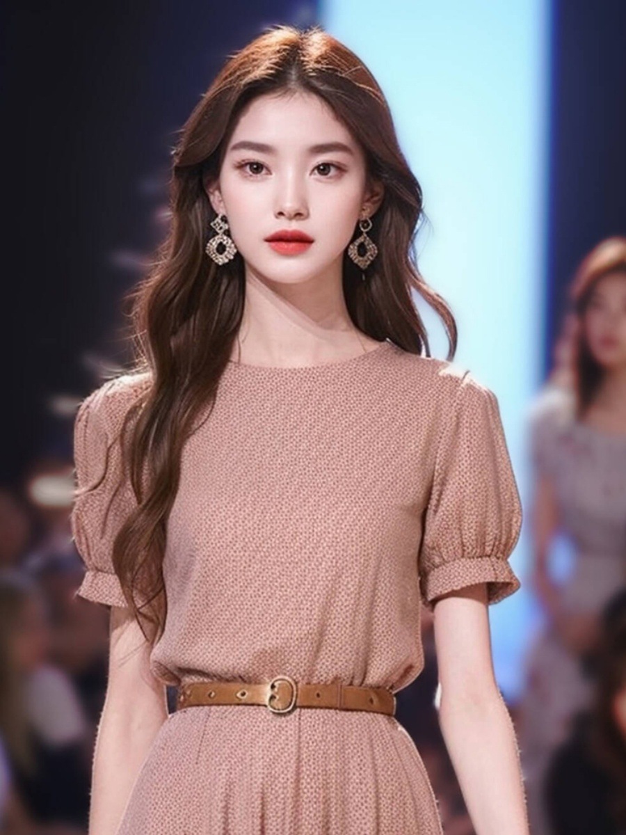 Đầm maxi nữ thắt eo cotton linen phong cách Pháp tôn dáng quả lê — Váy dán đậu chi tiết 4