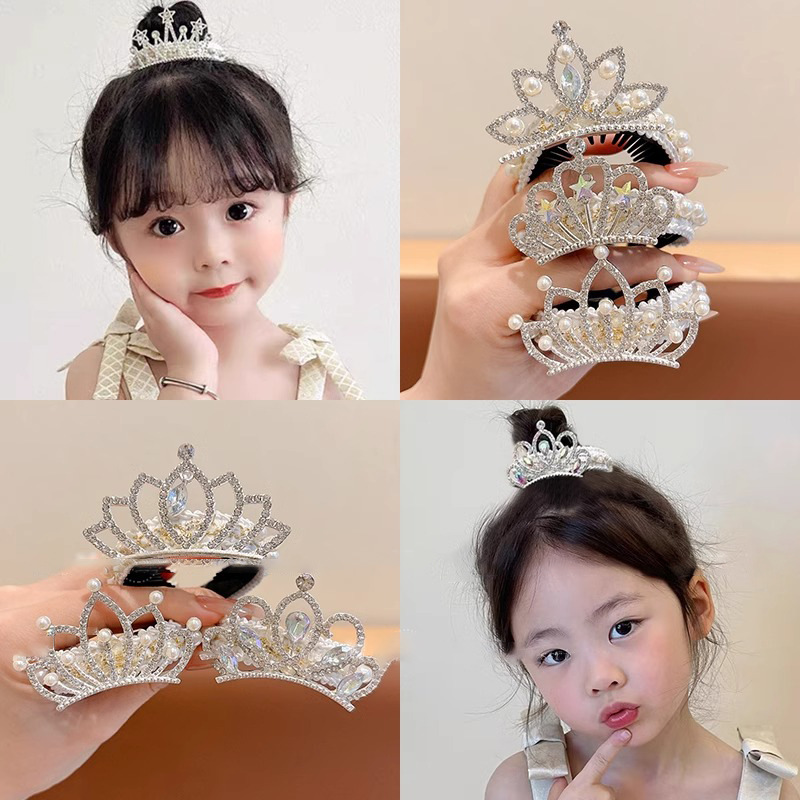 Crown tocadillos para niños princesas lindas joyas para el cabello de cristal diamante corona de cumpleaños accesorios para el cabello clip