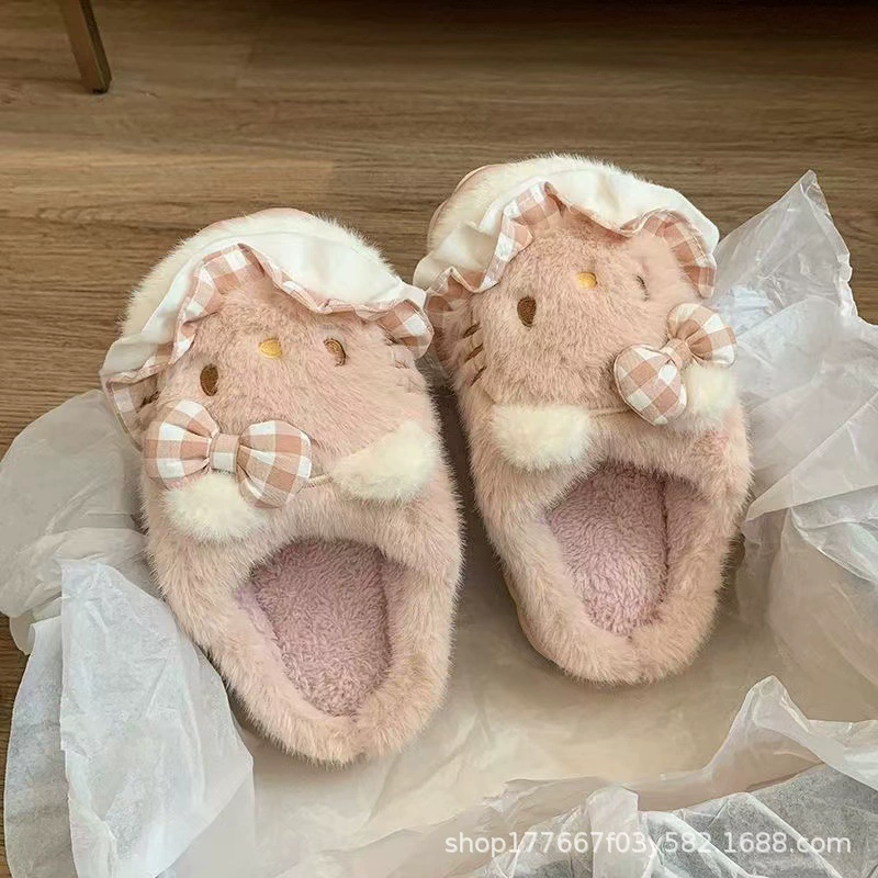 Тапочки KT cat зимние противоскользящие плюшевые, тёплая флисовая подкладка, размеры 36–41