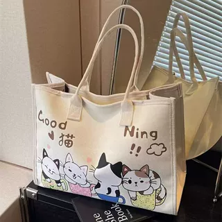 卡通帆布包女韩版大容量包包2025新款外出手提购物袋妈咪包单肩包