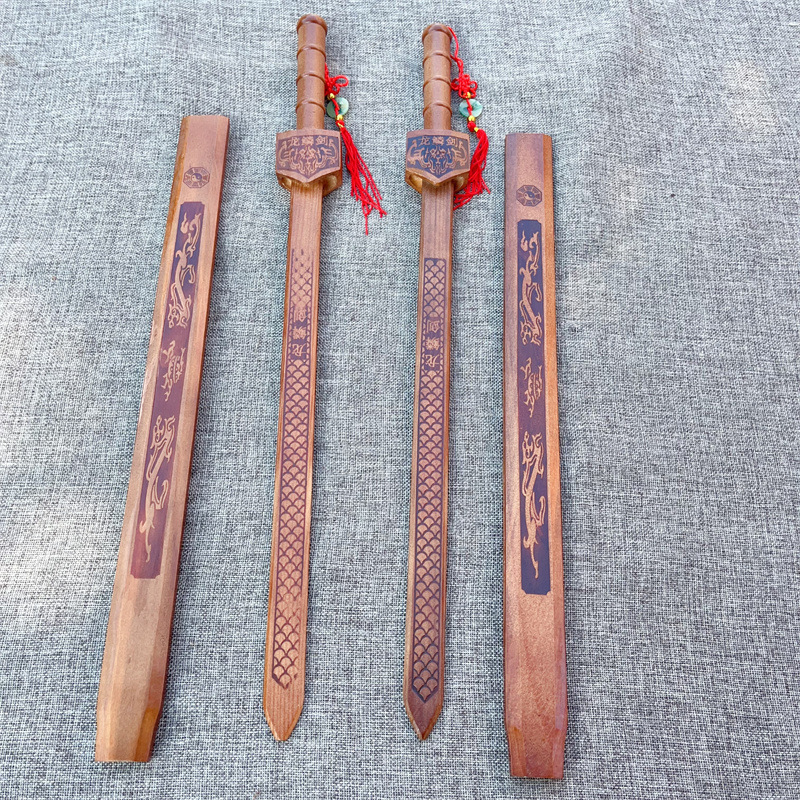 New Children's Wooden Sword, Wooden Dragon Scale Sword, Popular at Street Stalls, Temple Fairs, and Parks, Children's Toy Weapon, Sword