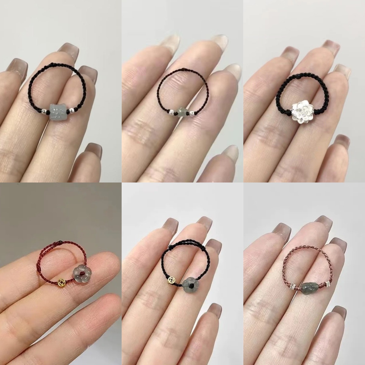Black woven retro small design sophisticated universal ring