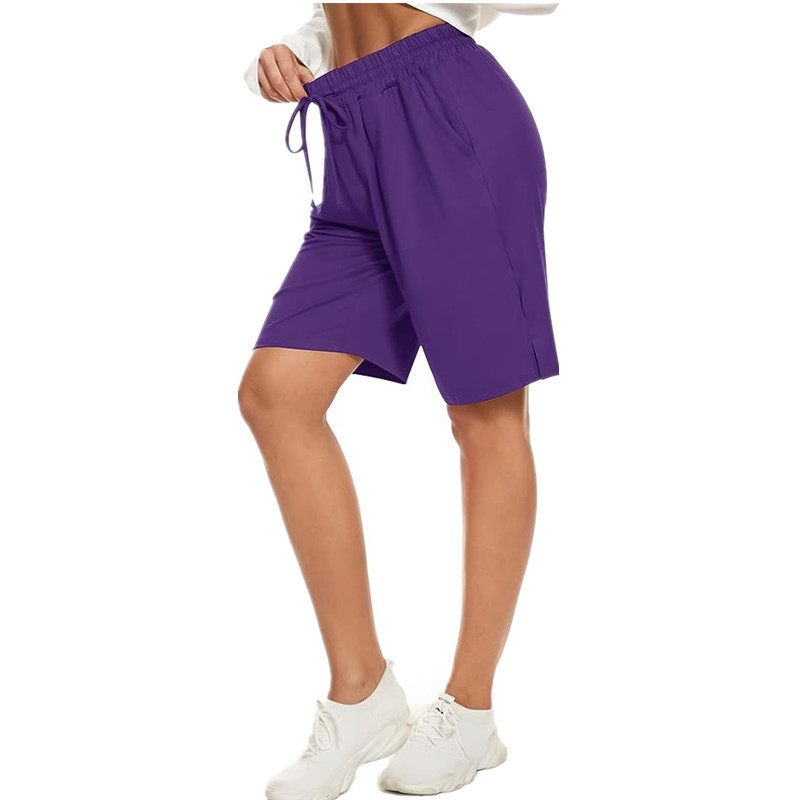 FAYLR Amazon Women's Bermuda Shorts Knee-High Elastic Waist Drawstring Exercise Basketball Sports Pants