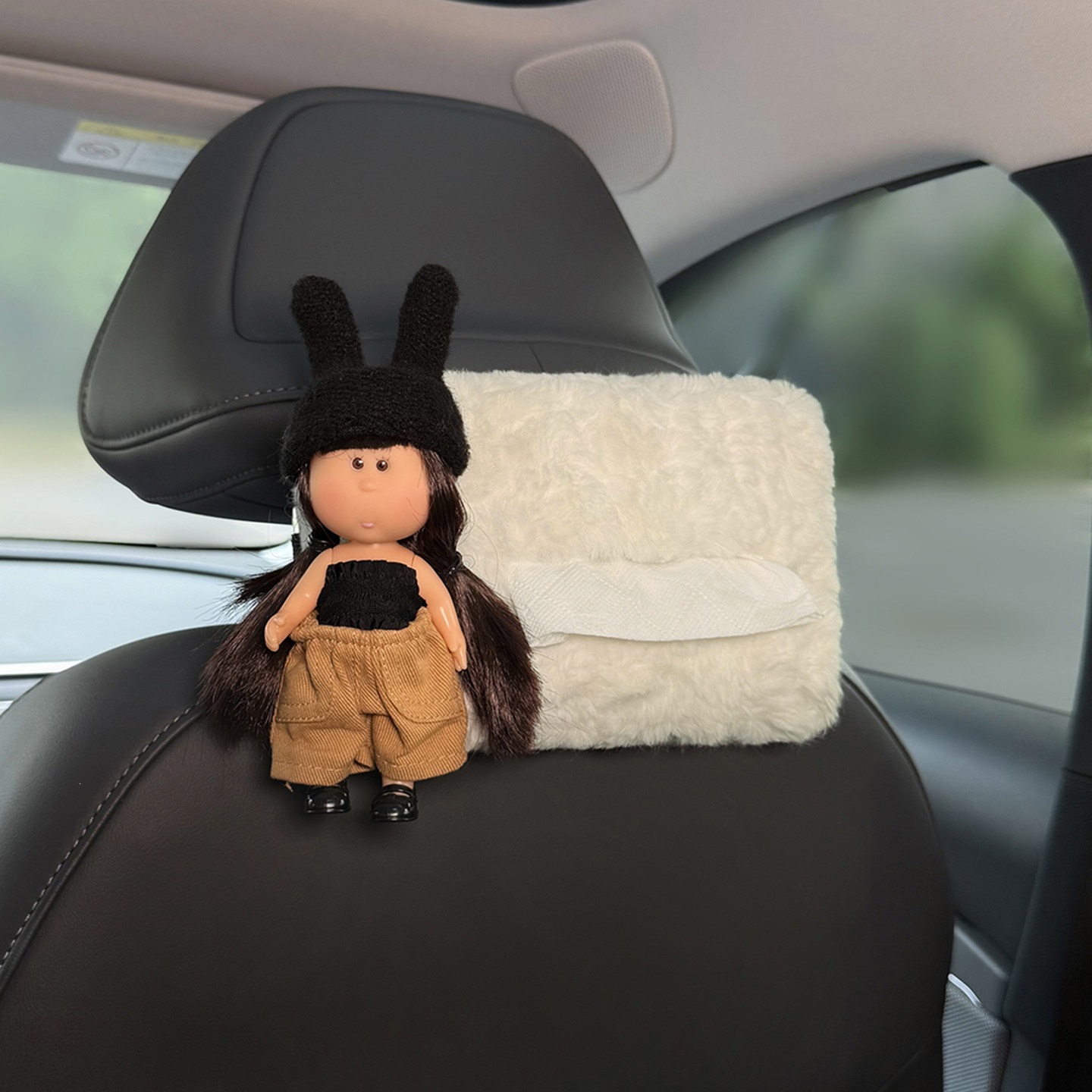 Cute Potato Sister Car Tissue Box, 2026 New Model, Hanging Design for Car Rear Headrest, Adds a Touch of Elegance