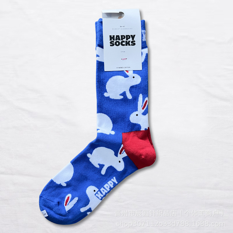 happysocks suecos calcetines de moda damas in-mode versátil animación calcetines de algodón de cintura alta al por mayor
