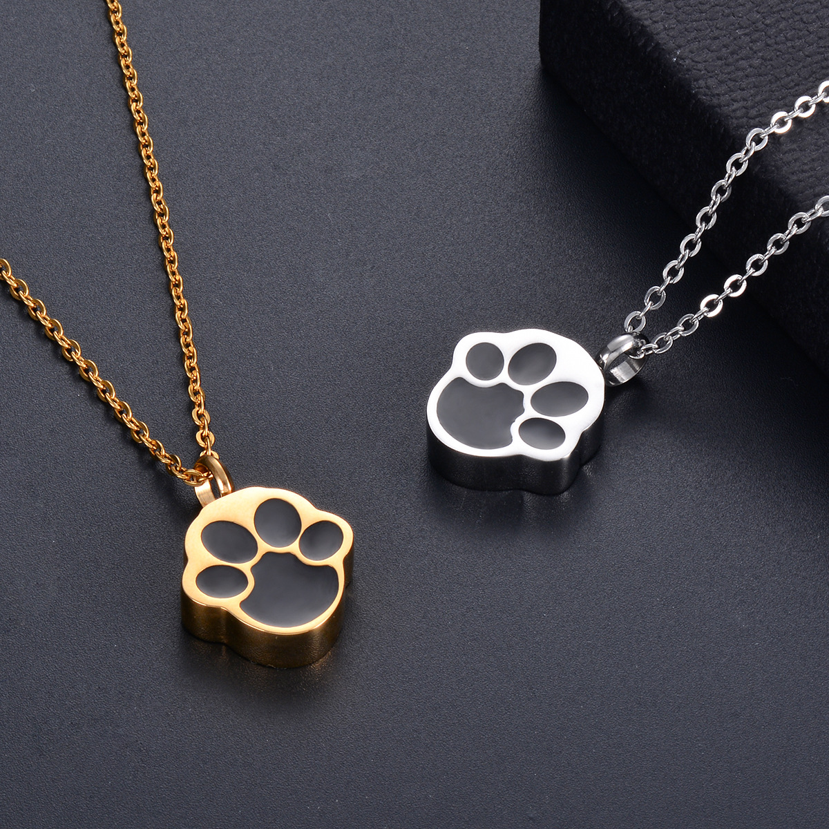 Collier pendentif empreinte de patte de chat pour cendres médaille_voghion.com