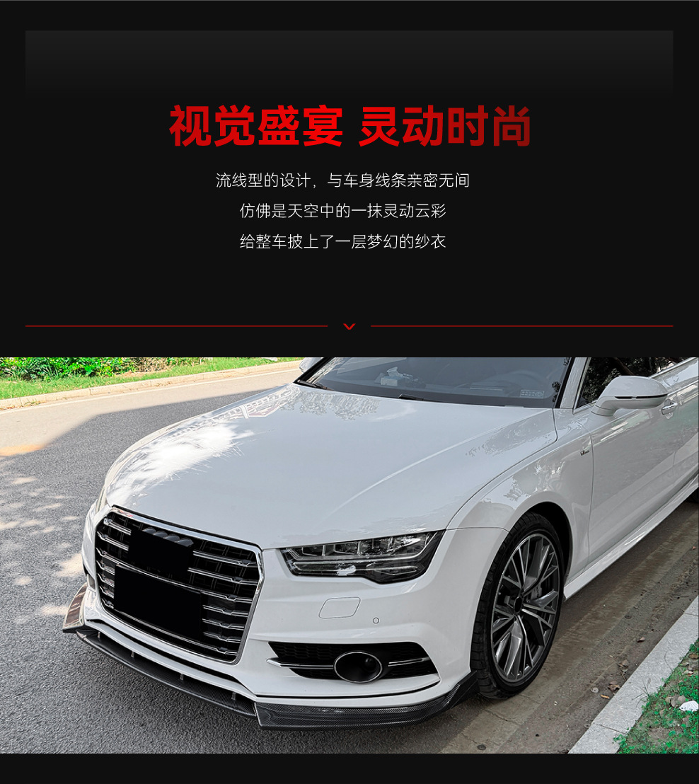 Suitable for 2015-2018 Audi A7 S7 C7 Late Sline Front Lip Front Shovel Diffuser Spoiler Modification Parts